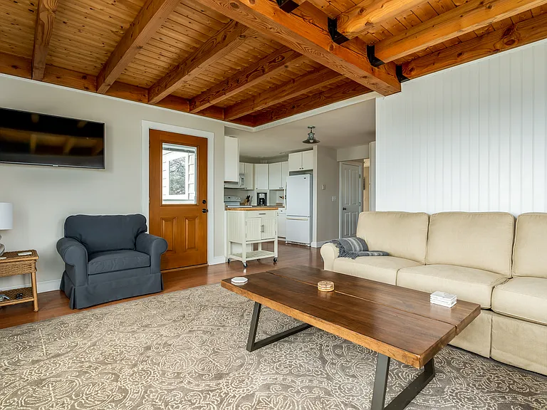 The second floor living room with the panoramic ocean views