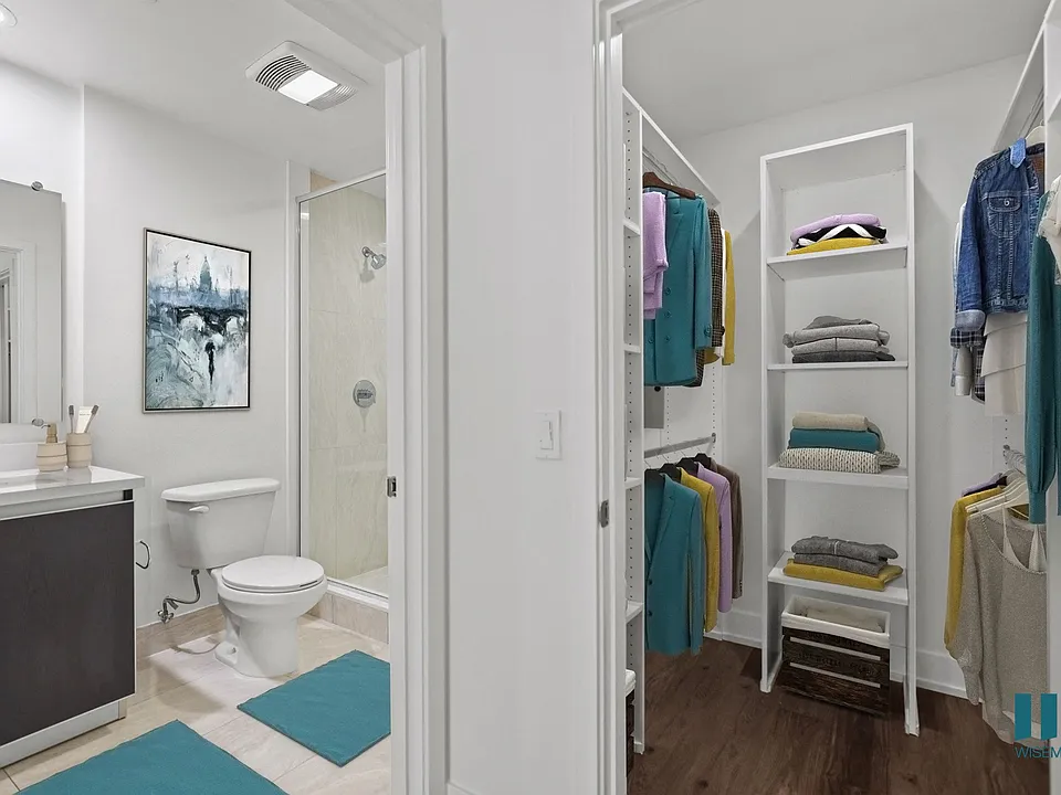 Bathroom and Walk-In Closet with Built-In Shelving
