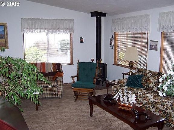 front room with wood stove
