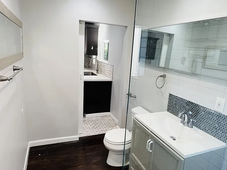 Bathroom, viewing from inside the shower location.