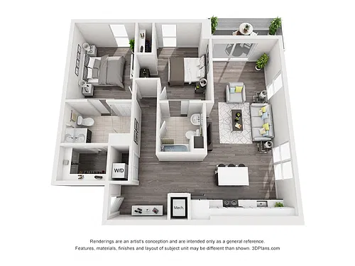Floor plan 2BD/2BA - C3-B