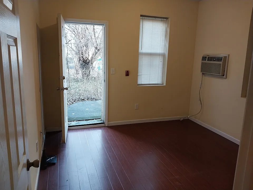 bedroom and backyard