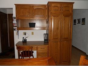 built in desk and pantry