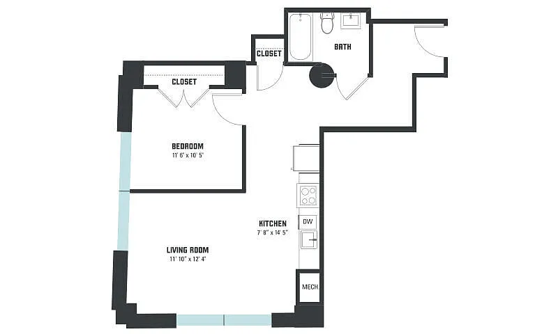Floor plan A7 One Bedroom