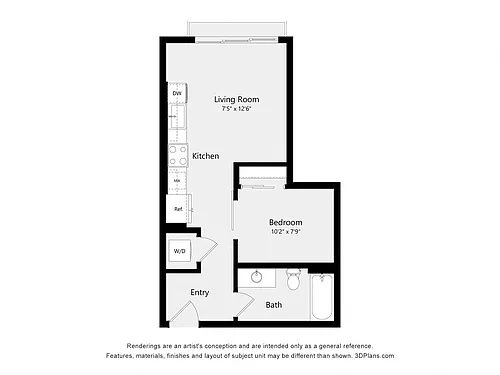 Floor plan Urban One Bedroom A09B