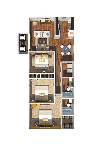 Floor plan Three Bedroom | Two Bathroom