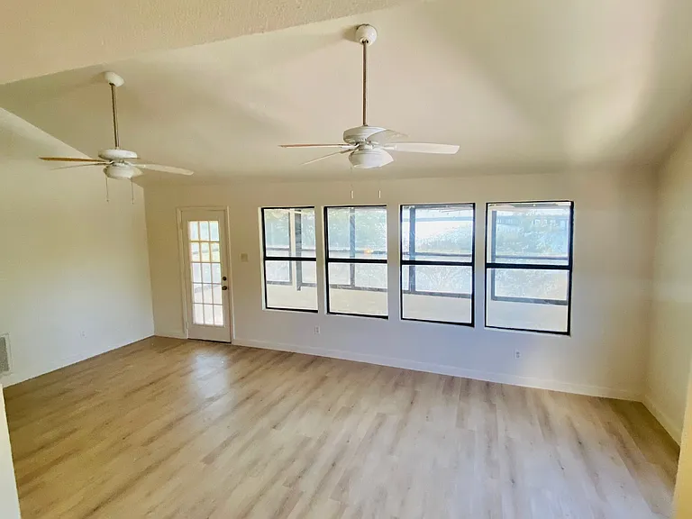 open concept family room overlooking lake