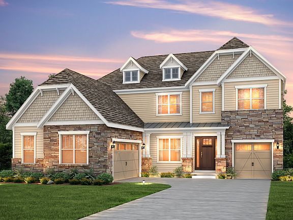 Gatefield Exterior 3 features Stone, Shakes, Siding and Covered Front Porch