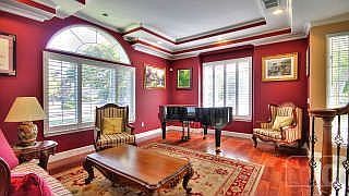 Double coffered ceilings in this beautiful living room