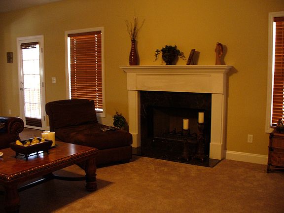 Built-in Fireplace with Marble Accent