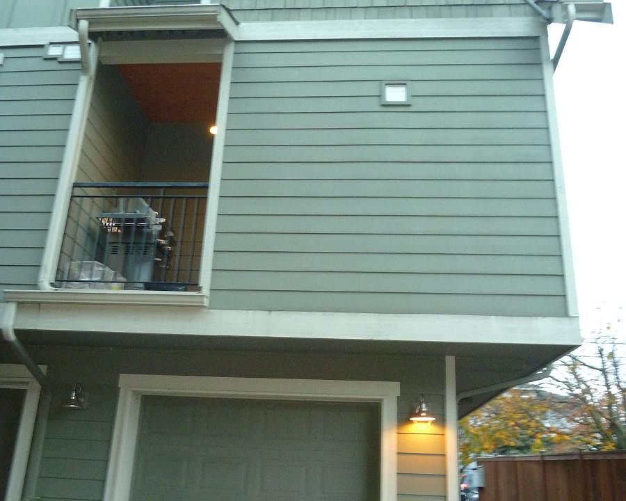 Back of townhome/garage entrance
