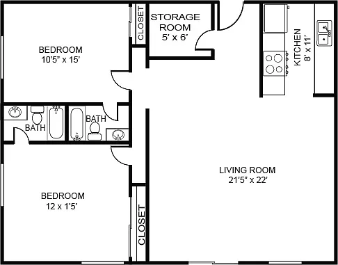 Floor plan 22B East Renovated