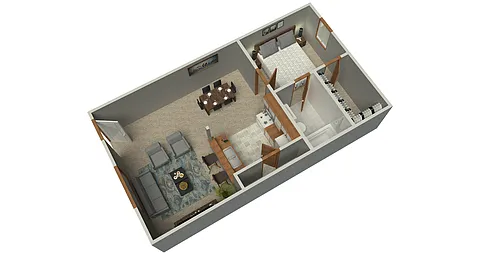 Floor plan 1 Bed 1 Bath B