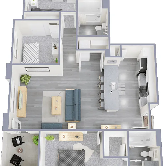 3 Bed 2 Bath Floorplan Diagram