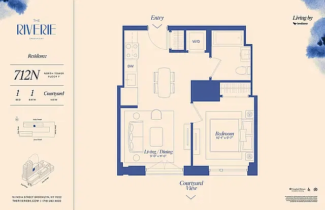 Floor plan 1 Bedroom 712N