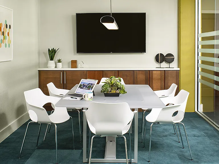 Apartment community conference room at Griffis Union Station in Denver, Colorado..