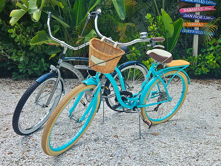 His/Hers beach cruiser bikes.