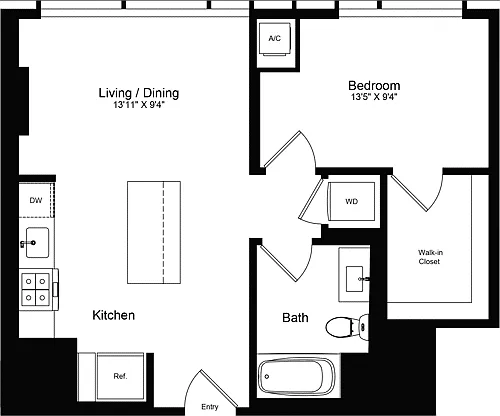 Floor plan 1 Bedroom P