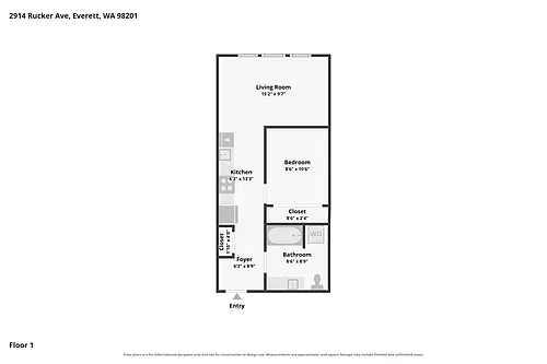 Floor plan Studio with Den