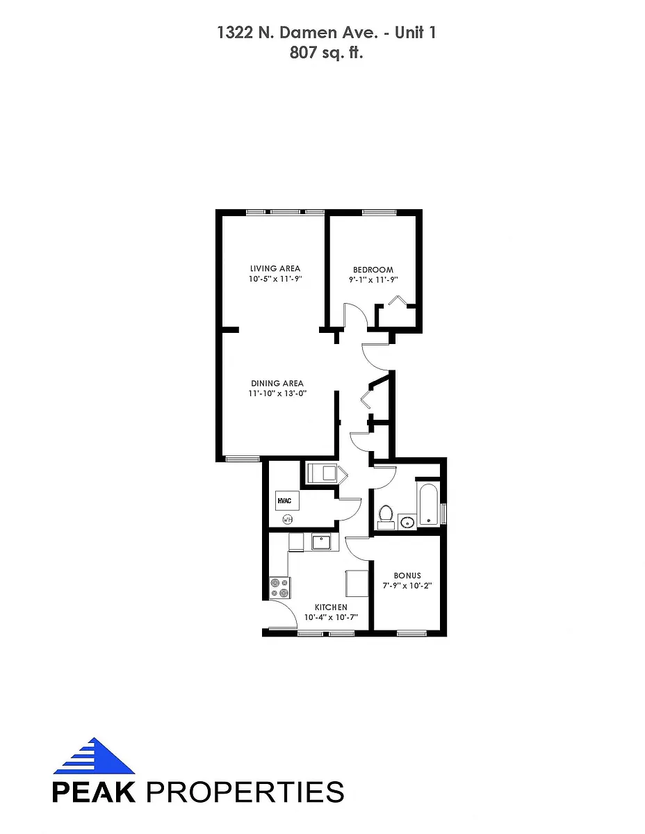Floor plan 1 Bedroom - 1 Bathroom Plus