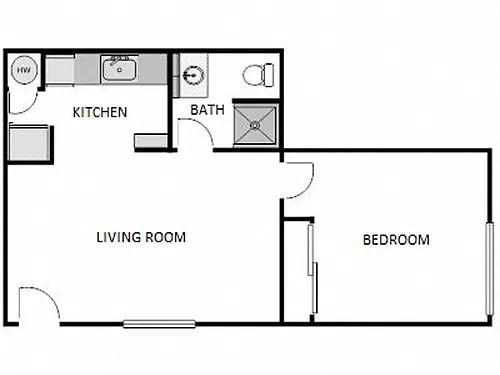 Floor plan 1 Bed / 1 Bath: Type E