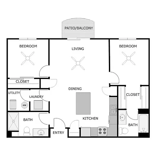 Floor plan 2 Bedrooms 2 Bathrooms Collins