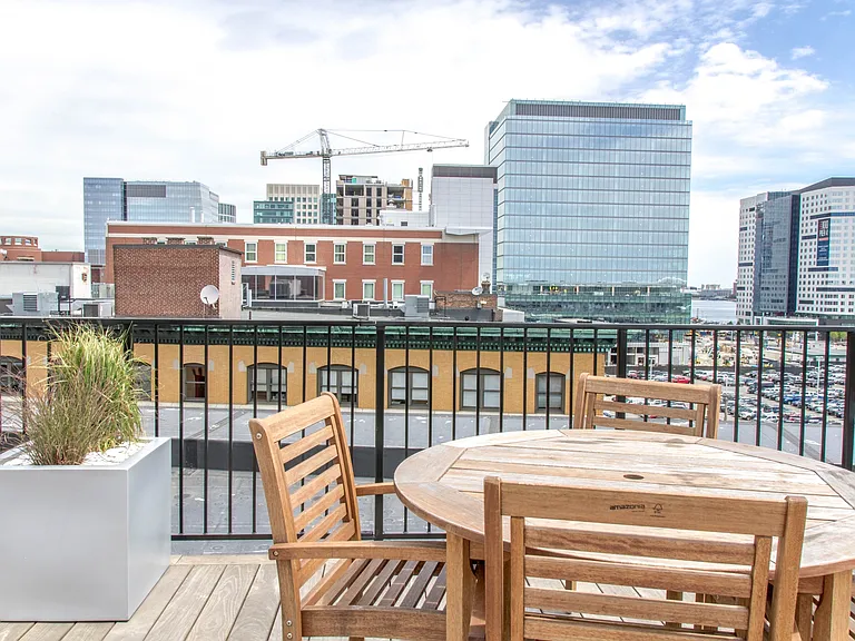 Rooftop patio with city views