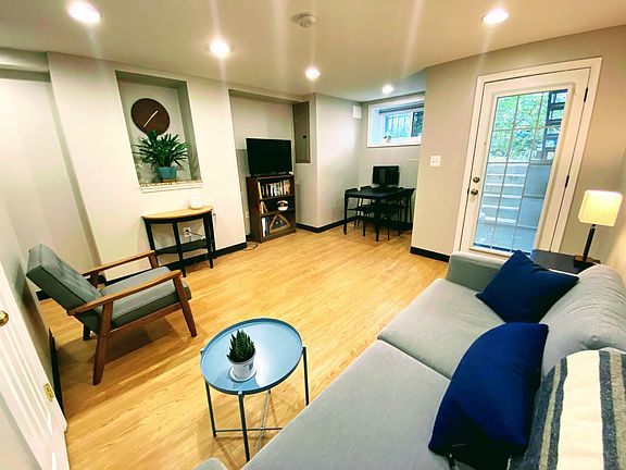 Living room with table nook.