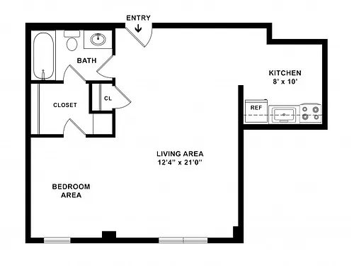 Floor plan 1BR/1BA Standard