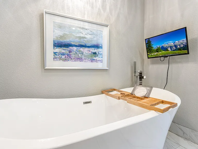 Soaking tub while watching your favorite streaming show