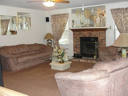 Family room with fireplace