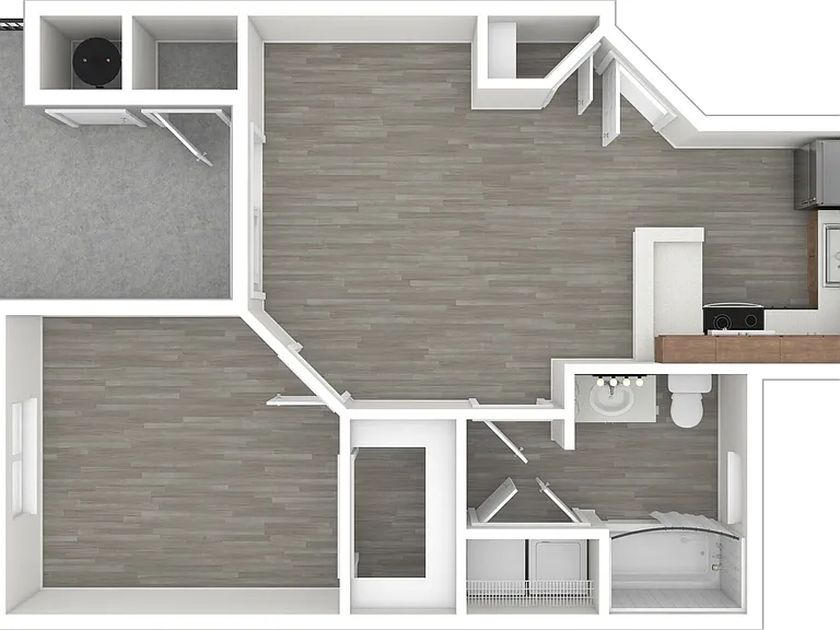 1 BD / 1 BA, 519-534 SF