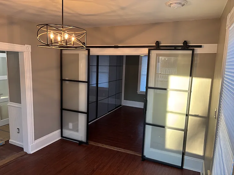 Barn doors into master bedroom