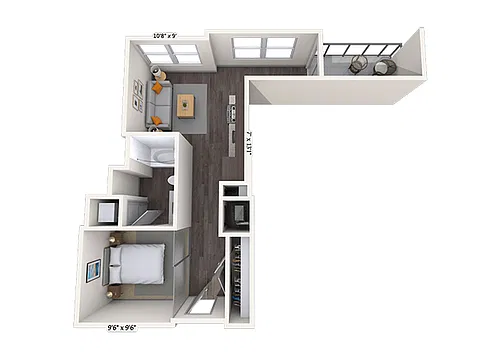 Floor plan Studio 0x1 555 SF