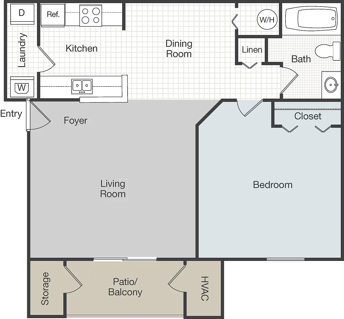 Floor plan Two Bedroom Two Bath 1137 SqFt
