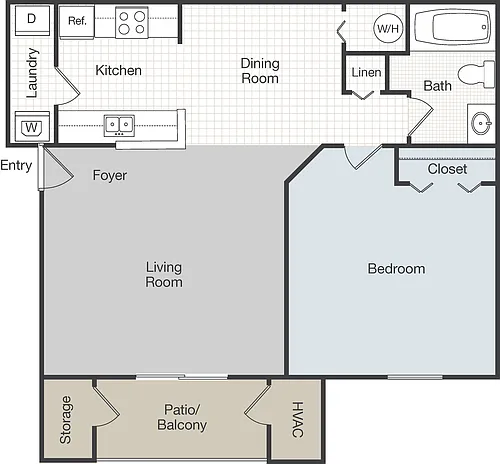 Floor plan Two Bedroom Two Bath 1137 SqFt