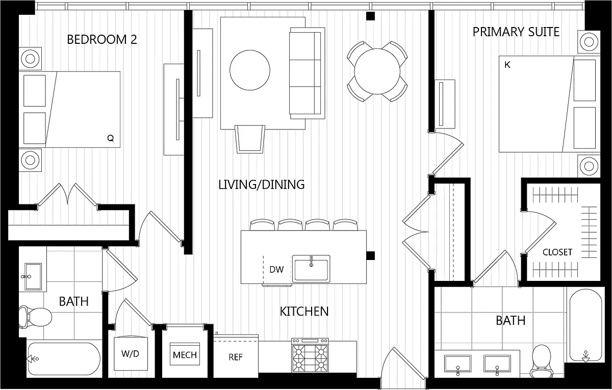 Floor plan 2 Bed/2 Bath-G6
