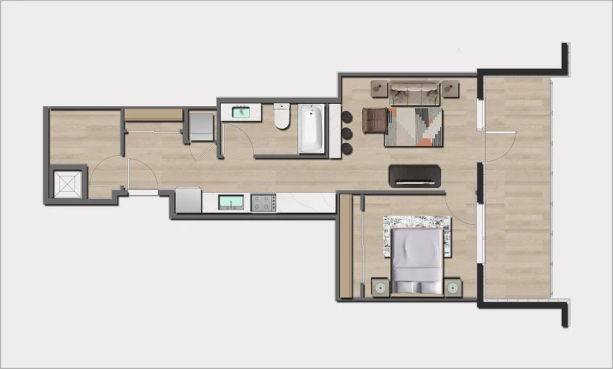 Floor plan 1 Bedroom, 1 Bath A7