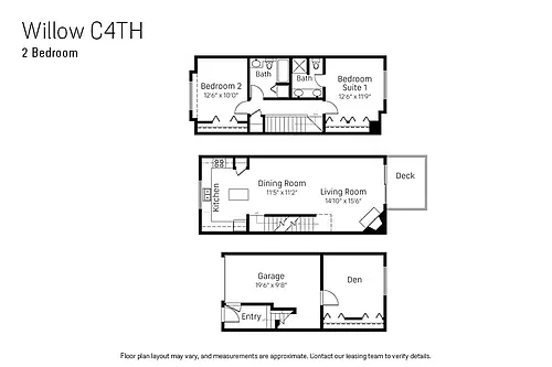 Floor plan Two Bedroom Willow C4TH