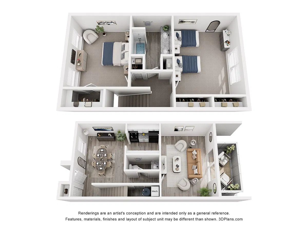 Floor plan 2 x 1.5 Townhome DELUXE