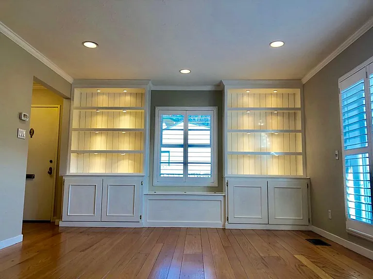 Living room with built ins