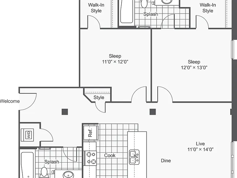 Thor | 2-Bedroom Floorplan Thor | 2-Bedroom Floorplan