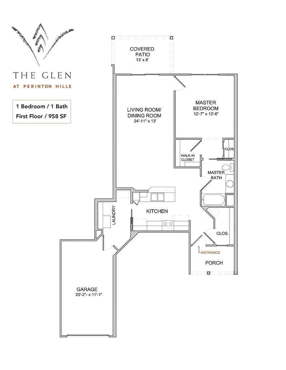 Floor plan 1 Bedroom/1 Bath/1st Floor - NEW FINISHES