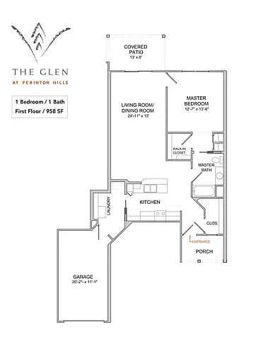 Floor plan 1 Bedroom/1 Bath/1st Floor - NEW FINISHES