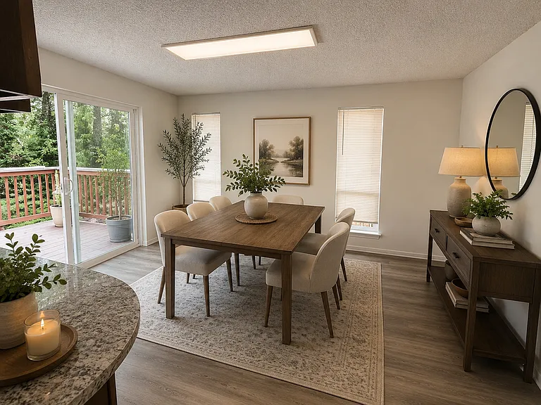 Dining area virtually staged to demonstrate possible layout and use of space. Furniture not included.