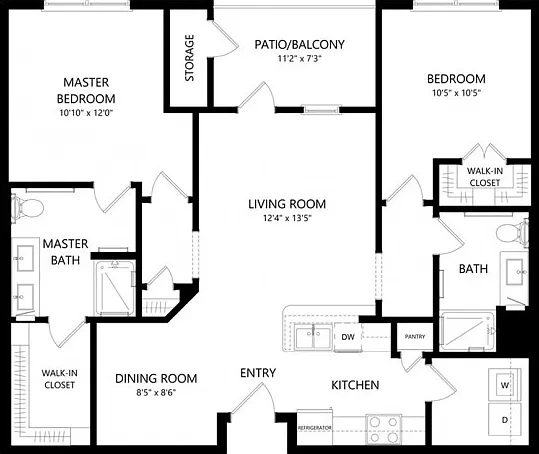 Floor plans are artist's rendering. All dimensions are approximate. Actual product and specifications may vary in dimension or detail. Not all features are available in every apartment. Prices and availability are subject to change. Floor plans are artist