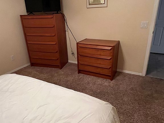 Private, spacious, bedroom with large closet. Queen bed, night stand and two dressers provided. Furniture may be replaced with tenant owned choices if desired.