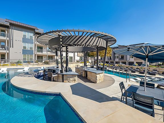 Poolside lounge with ample seating