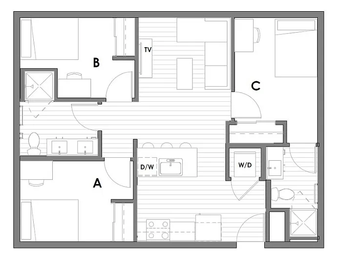 Floor plan 3x2D Terrace Master Room Only