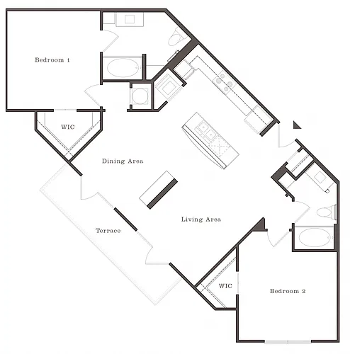 Floor plan HG - 2BR 2BA (1108 SF)